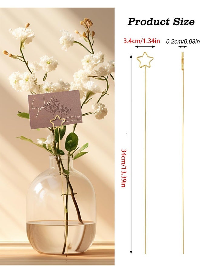 30 قطعة من حوامل بطاقات الأسماء المزينة بالزهور، وأعواد صور ذهبية على شكل نجمة، وحوامل بطاقات معدنية على شكل قلب لتنسيقات الزهور في حفلات الزفاف وأعياد الميلاد - Image 2